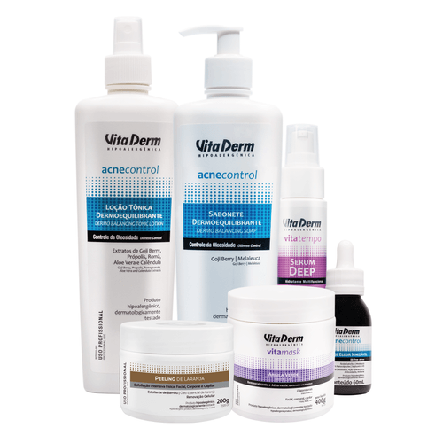KIT LIMPEZA E TRATAMENTO DA PELE COM ACNE